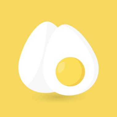 İki yumurta. İki haşlanmış yumurta. Yarım yumurta. Dünya Yumurta Günü. Düz biçim.