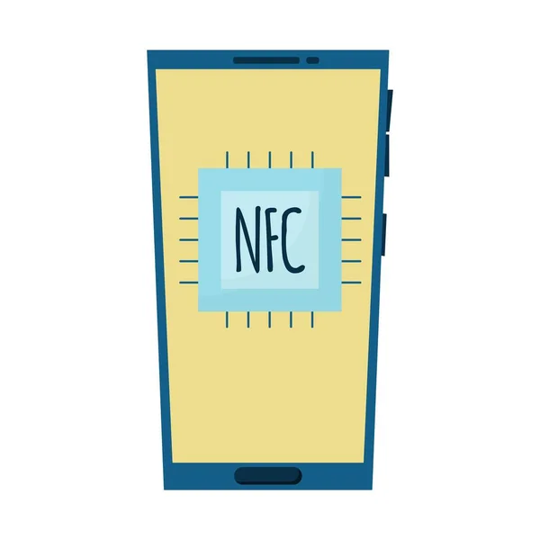 NFC çipli bir telefon tasviri. Telefon ödeme konsepti. Düz biçim.