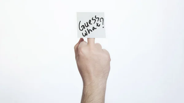 Metni bir etiket ile orta parmak