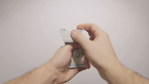 Pov hands counting dollars — Stock Video