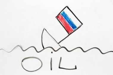 russian ship sinking as a symbol of Russian economy falling down clipart