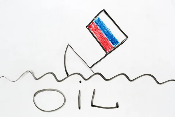 落ちてロシア経済の象徴として沈没ロシア船 — ストック写真