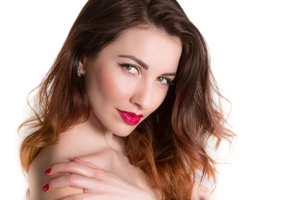 Dokunmadan izole omuz portre sevimli kadın portresi 