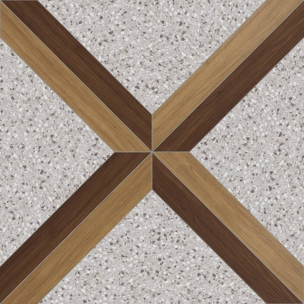 Wood and terrazzo tile decoration for parking and floor tile design
