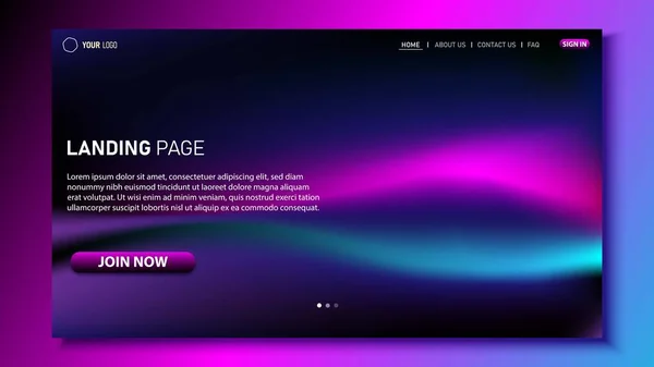 Fondo Landing Page Diseño Fondo Interfaz Web Color Forma Fluida — Vector de stock