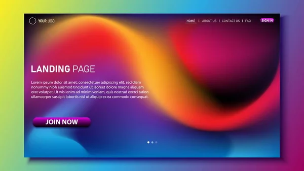 Fundo Landing Page Colorido Web Design Fundo Textura Forma Fluido — Vetor de Stock