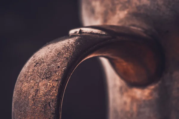 Handle of the metal jug close-up — Stock Photo, Image