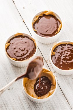 Çikolatalı fondan hazırlık Üstten Görünüm