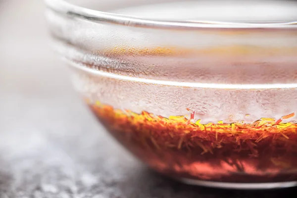 Saffron in the glass bowl horizontal — Stock Photo, Image