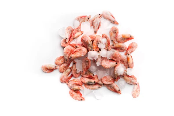 Frozen shrimps on the white background — Stock Photo, Image