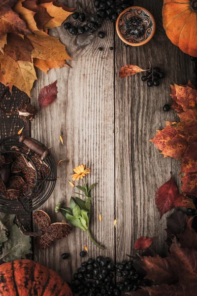 Frame of autumn gifts with film filter effect — Stock Photo, Image