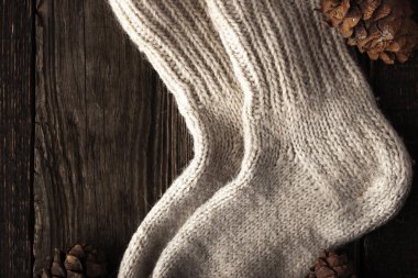 Yatay koni ile örme Yün çorap