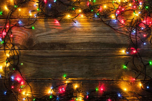 Ram av den färgglada Christmas FESTONG trä styrelse — Stockfoto