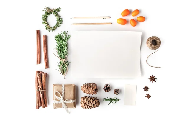 Set to create a Christmas card on the white background horizontal — Stock Photo, Image