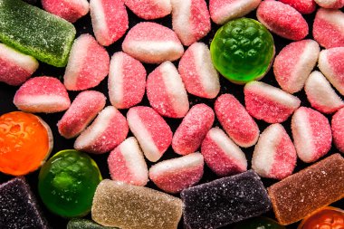 Renkli meyve reçel üstten görünüm mix