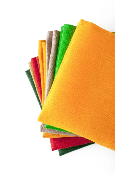 Stack of colorful napkins on the white background  top view — Stock Photo, Image