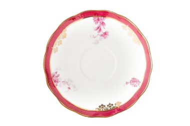 Antika porselen tabak beyaz zemin üzerine