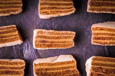 Üstten Görünüm taş üzerinde Pastila adet arka plan