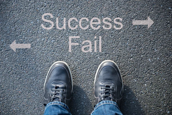 Shoes on the street as symbol for success or fail — Stock Photo, Image