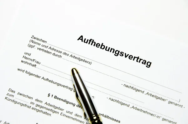 German Contract  "Aufhebungsvertrag" — Stock Photo, Image