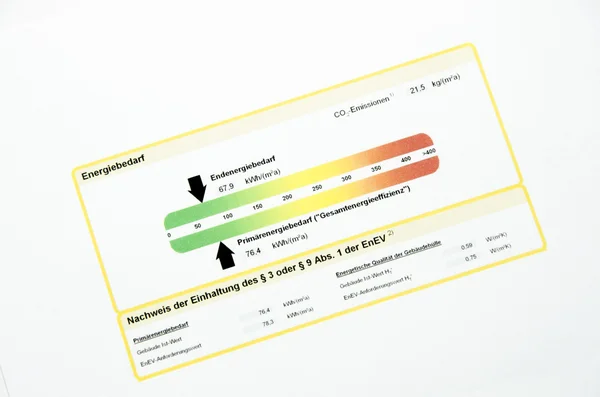 Niemiecki energia etykieta — Zdjęcie stockowe