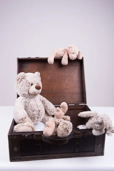 Toys in vintage suitcase — Stock Photo, Image