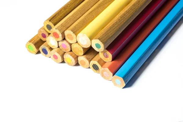 Πολύχρωμα ξύλινα μολύβια που απομονώνονται σε λευκό — Φωτογραφία Αρχείου