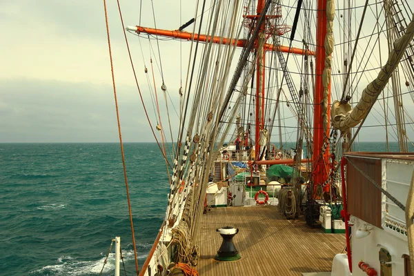 on the deck of an old sailing ship