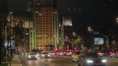 Moskova, Rusya, 28 Ekim 2020: Rusya Federasyonu binası Dışişleri Bakanlığı ve Smolenskaya Caddesi.