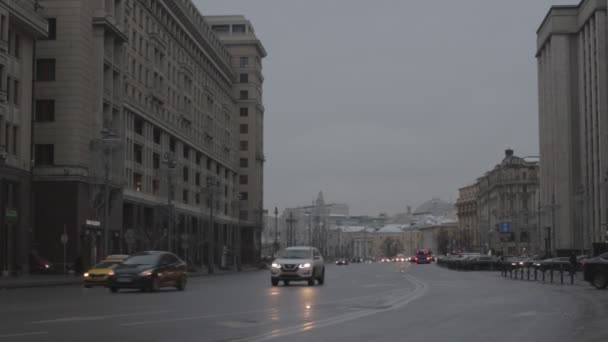 Moscú Rusia Diciembre 2020 Okhotny Ryad Street Edificio Del Parlamento — Vídeos de Stock