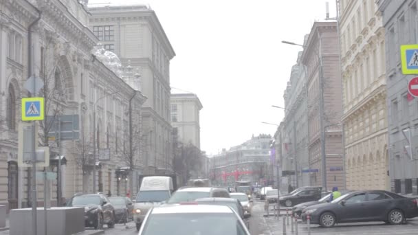 Москва Росія Січня 2021 Року Будинки Вулиці Неглиняній — стокове відео