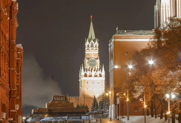 Moskau Russland Abendblick Auf Den Spasskaja Turm Des Moskauer Kremls — Stockfoto