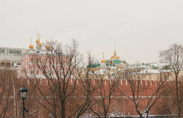Москва Россия Кремлевская Стена Вид Сада Александра Зима — стоковое фото