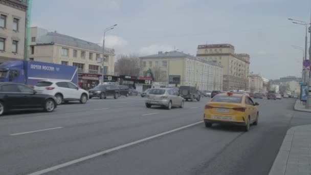 Moskau Russland 2021 Stau Der Sadowaja Kudrinskaja Straße Gartenring — Stockvideo