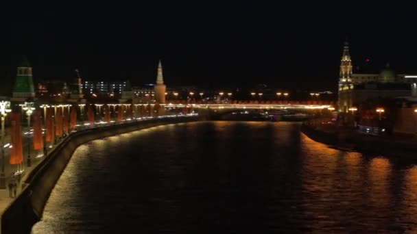 Moscou Rússia Maio 2021 Noite Timelapse Vista Kremlevskaya Aterro Rio — Vídeo de Stock