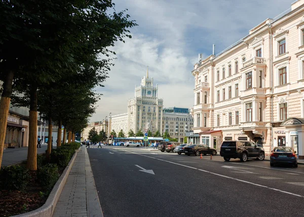Moskou Rusland Aug 2021 Zomer Uitzicht Triumfalnaya Plein Tuinring Holel — Stockfoto