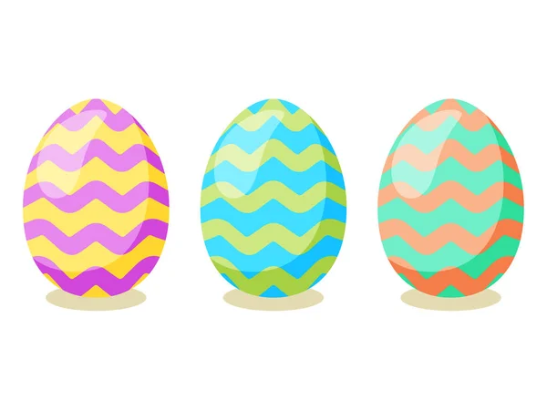 Feliz Tarjeta Pascua Conjunto Lindos Huevos Pascua Con Diferente Textura — Vector de stock