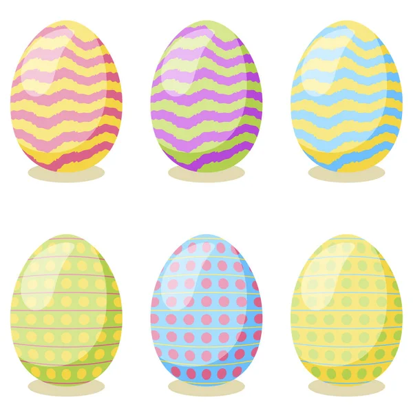 Feliz Tarjeta Pascua Conjunto Lindos Huevos Pascua Con Diferente Textura — Vector de stock