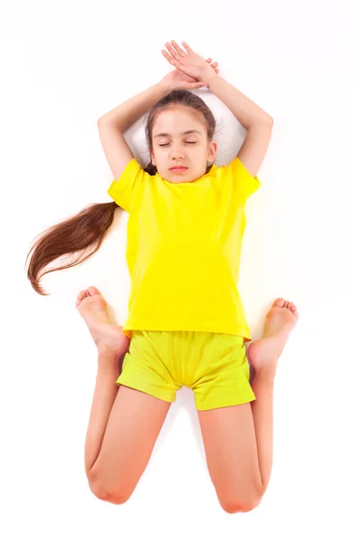 Kid practicing yoga isolated — Stock Photo, Image