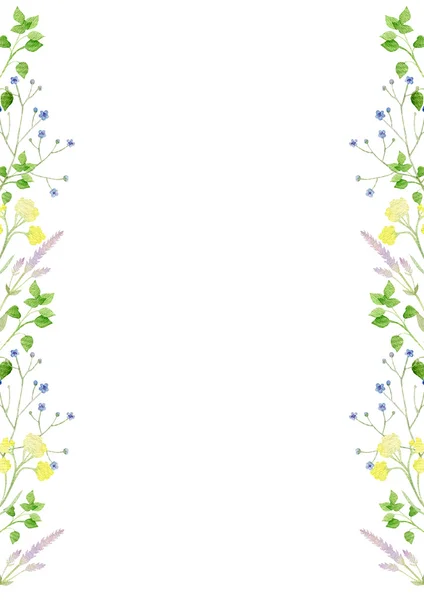 야생 꽃의 손으로 그린 수채화 모형 클립 아트 템플릿 — 스톡 사진