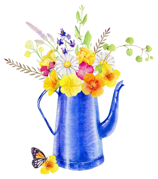 Aquarelle peinte à la main modèle de clipart de maquettes de fleurs sauvages — Photo