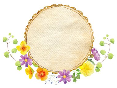 yabani çiçekler el boyalı suluboya mockup clipart şablonu 
