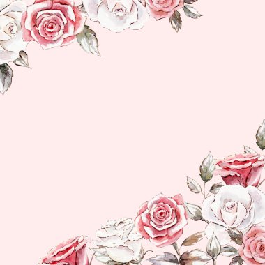 suluboya mockup clipart şablon gül / el boyalı