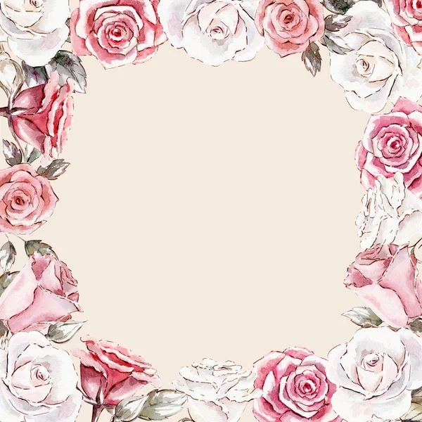 Рука пофарбована в акварельний макет кліпарт шаблон троянд — стокове фото