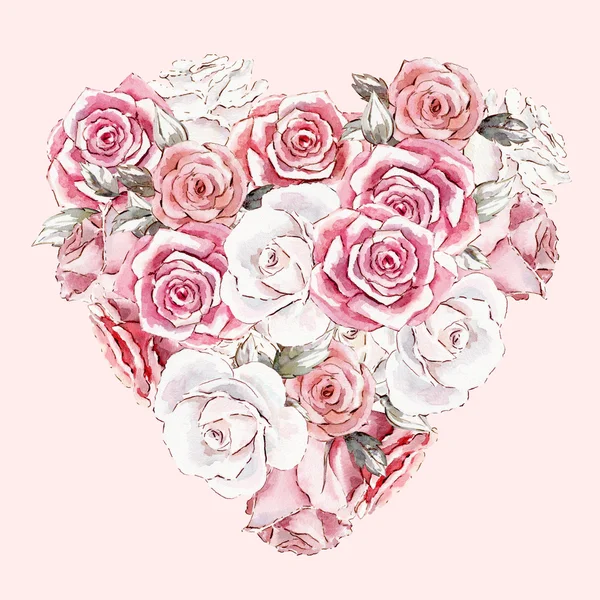 Ručně malované akvarel maketa Klipart šablony růží — Stock fotografie