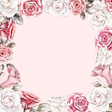 suluboya mockup clipart şablon gül / el boyalı