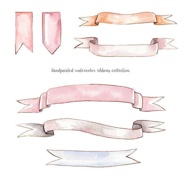 Set of watecolor ribbon clipart