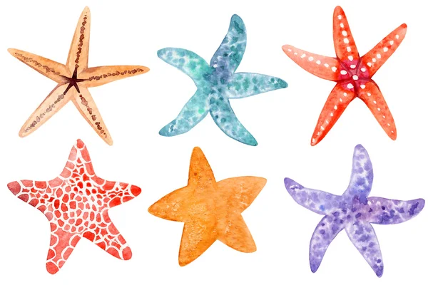 Set of watecolor starfish clipart — Stock Photo, Image