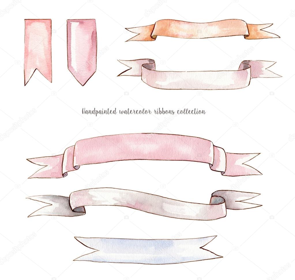 Set of watecolor ribbon clipart