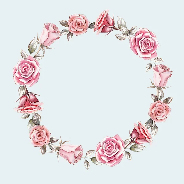 Pintado a mano acuarela corona maqueta clipart plantilla de rosas — Foto de Stock